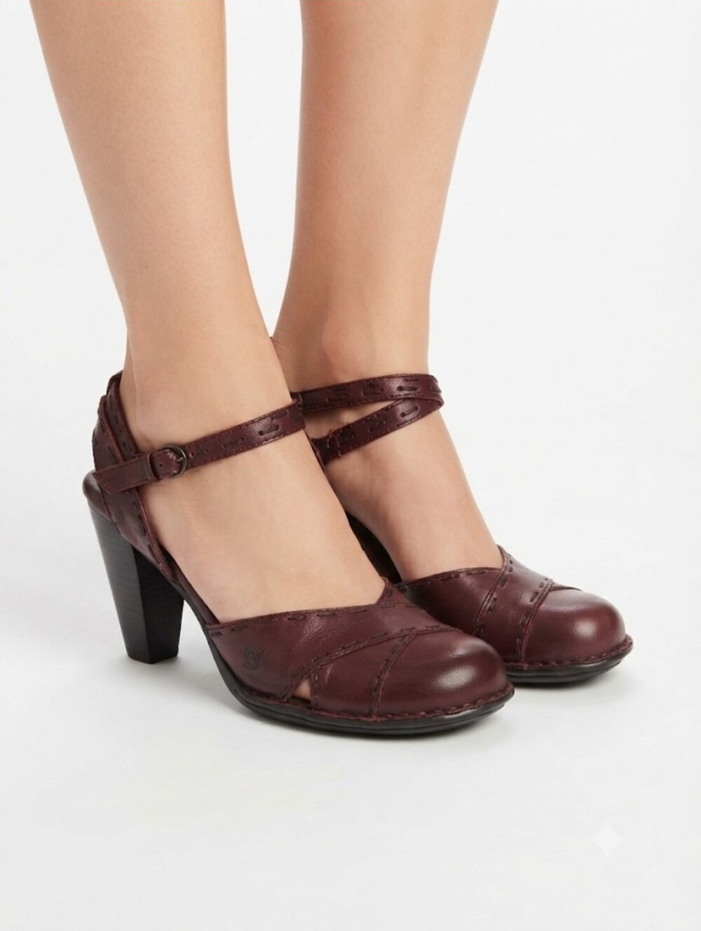 Born Burgundy Mary Jane Heels with Ankle Strap Size 10